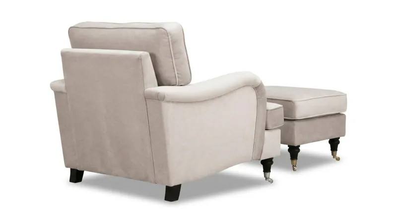 Howard Classic sofagruppe lenestol og fotskammel i fløyel - Beige - Møbler - Stoler & lenestoler - Lenestoler - Howard lenestol