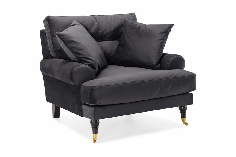 Andrew Lenestol Fløyel - Mørkegrå/Messing - Møbler - Stoler & lenestoler - Lenestoler - Howard lenestol