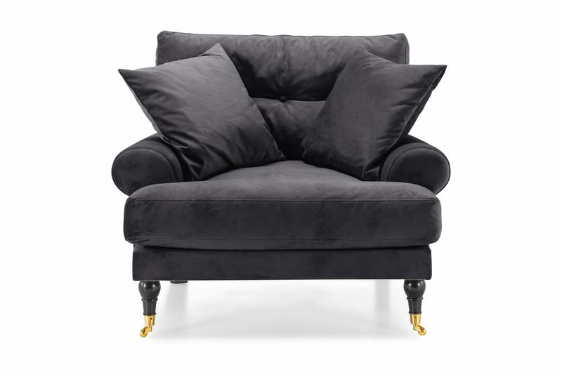 Andrew Lenestol Fløyel - Mørkegrå/Messing - Møbler - Stoler & lenestoler - Lenestoler - Howard lenestol