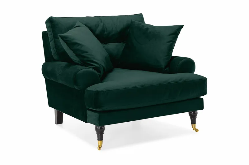 Andrew Lenestol Fløyel - Mørkegrønn/Messing - Møbler - Stoler & lenestoler - Lenestoler - Howard lenestol