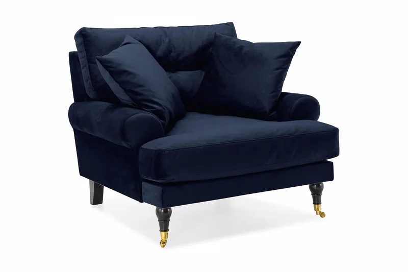 Andrew Lenestol Fløyel, Midnattsblå/Messing