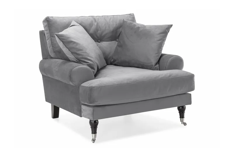 Andrew Lenestol Fløyel - Sølvgrå/Krom - Møbler - Stoler & lenestoler - Lenestoler - Howard lenestol