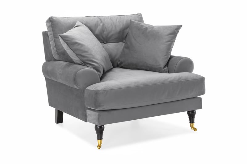 Andrew Lenestol Fløyel - Sølvgrå/Messing - Møbler - Stoler & lenestoler - Lenestoler - Howard lenestol