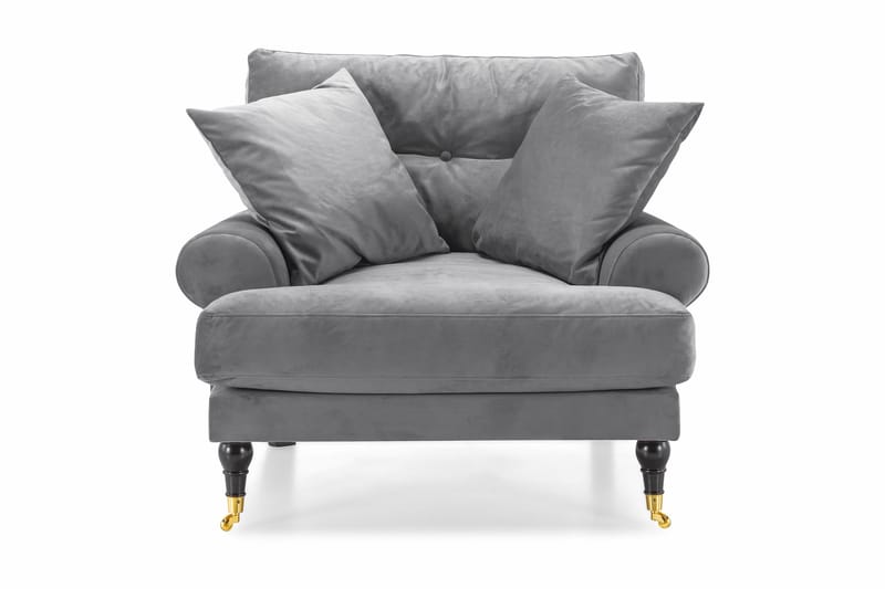 Andrew Lenestol Fløyel - Sølvgrå/Messing - Møbler - Stoler & lenestoler - Lenestoler - Howard lenestol