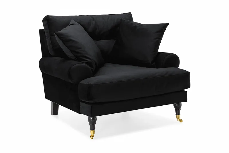 Andrew Lenestol Fløyel, Svart/Messing