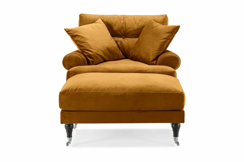 Andrew Lenestol med Fotskammel Fløyel - Amber/Krom - Møbler - Stoler & lenestoler - Lenestoler - Howard lenestol