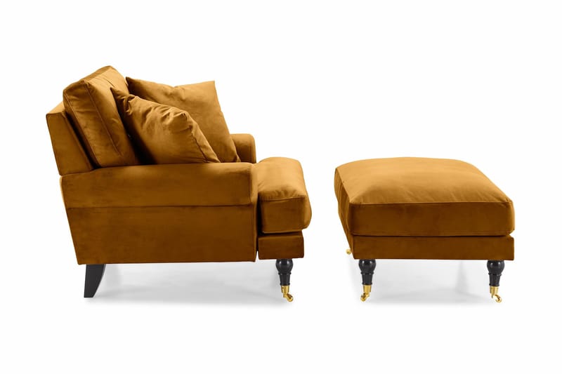 Andrew Lenestol med Fotskammel Fløyel - Amber/Messing - Møbler - Stoler & lenestoler - Lenestoler - Howard lenestol