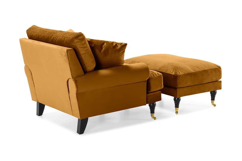 Andrew Lenestol med Fotskammel Fløyel - Amber/Messing - Møbler - Stoler & lenestoler - Lenestoler - Howard lenestol