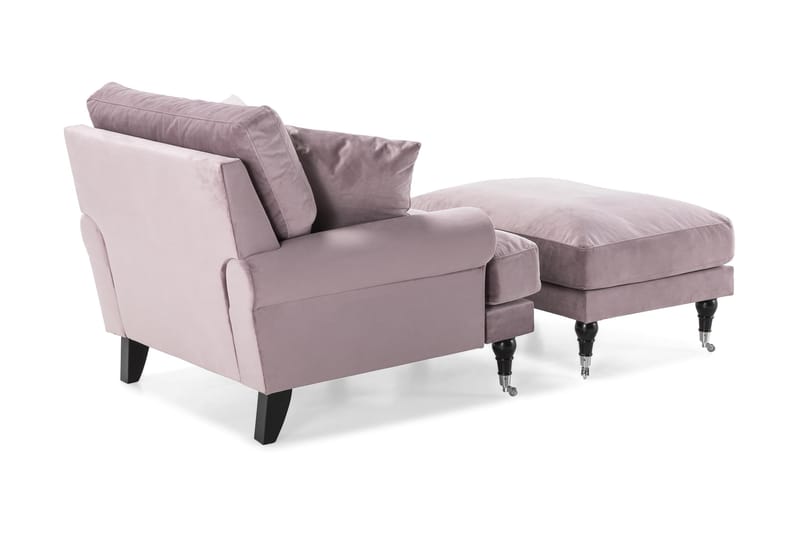 Andrew Lenestol med Fotskammel Fløyel - Lilla/Krom - Møbler - Stoler & lenestoler - Lenestoler - Howard lenestol