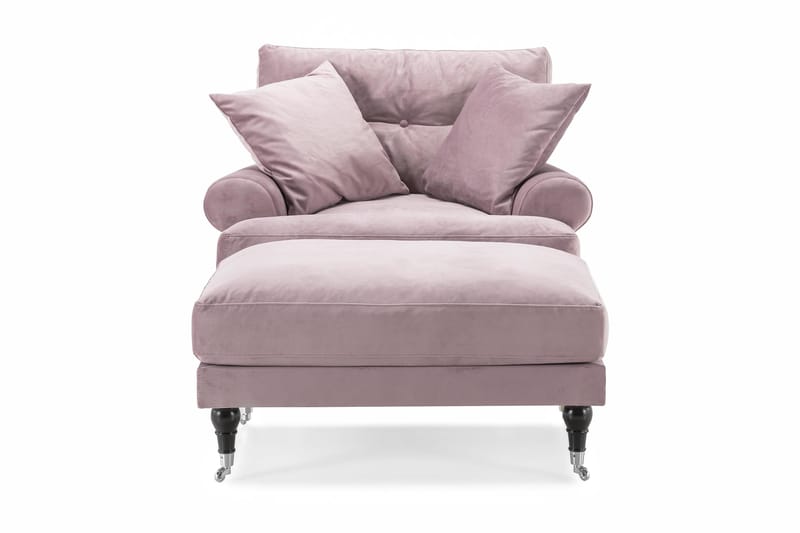 Andrew Lenestol med Fotskammel Fløyel - Lilla/Krom - Møbler - Stoler & lenestoler - Lenestoler - Howard lenestol