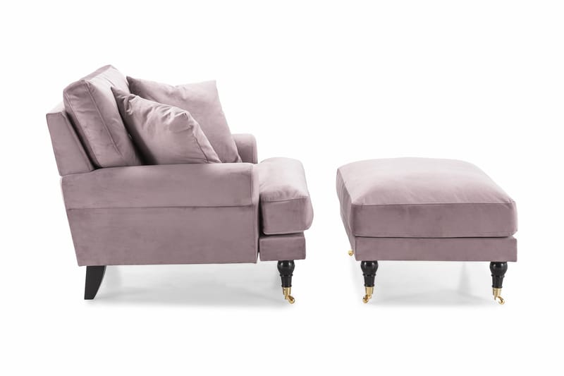 Andrew Lenestol med Fotskammel Fløyel - Lilla/Messing - Møbler - Stoler & lenestoler - Lenestoler - Howard lenestol