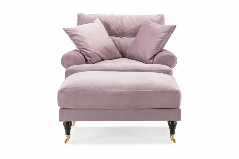 Andrew Lenestol med Fotskammel Fløyel - Lilla/Messing - Møbler - Stoler & lenestoler - Lenestoler - Howard lenestol