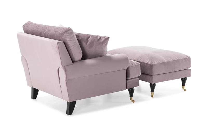 Andrew Lenestol med Fotskammel Fløyel - Lilla/Messing - Møbler - Stoler & lenestoler - Lenestoler - Howard lenestol