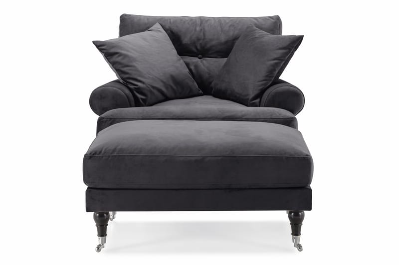 Andrew Lenestol med Fotskammel Fløyel - Mørkegrå/Krom - Møbler - Stoler & lenestoler - Lenestoler - Howard lenestol