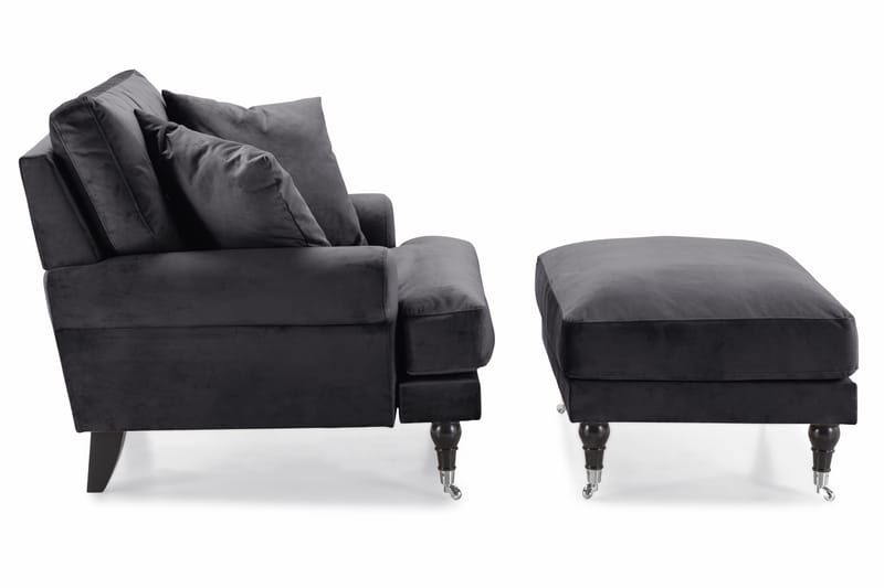 Andrew Lenestol med Fotskammel Fløyel - Mørkegrå/Krom - Møbler - Stoler & lenestoler - Lenestoler - Howard lenestol