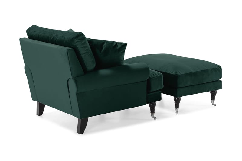 Andrew Lenestol med Fotskammel Fløyel - Mørkegrønn/Krom - Møbler - Stoler & lenestoler - Lenestoler - Howard lenestol