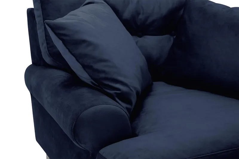 Andrew Lenestol med Fotskammel Fløyel - Midnattsblå/Krom - Møbler - Stoler & lenestoler - Lenestoler - Howard lenestol