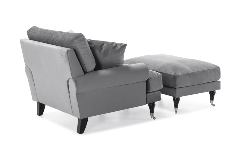 Andrew Lenestol med Fotskammel Fløyel - Sølvgrå/Krom - Møbler - Stoler & lenestoler - Lenestoler - Howard lenestol