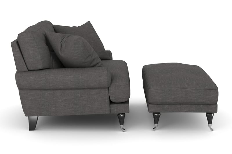 Andrew Lenestol med Fotskammel - Mørkegrå/Krom - Møbler - Stoler & lenestoler - Lenestoler - Howard lenestol