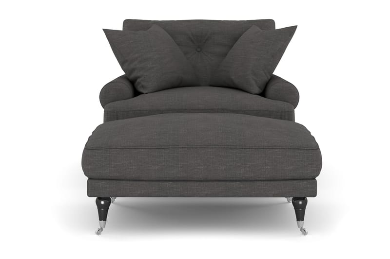 Andrew Lenestol med Fotskammel - Mørkegrå/Krom - Møbler - Stoler & lenestoler - Lenestoler - Howard lenestol