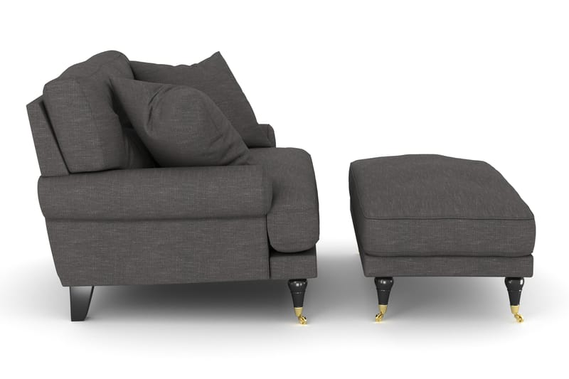 Andrew Lenestol med Fotskammel - Mørkegrå/Messing - Møbler - Stoler & lenestoler - Lenestoler - Howard lenestol