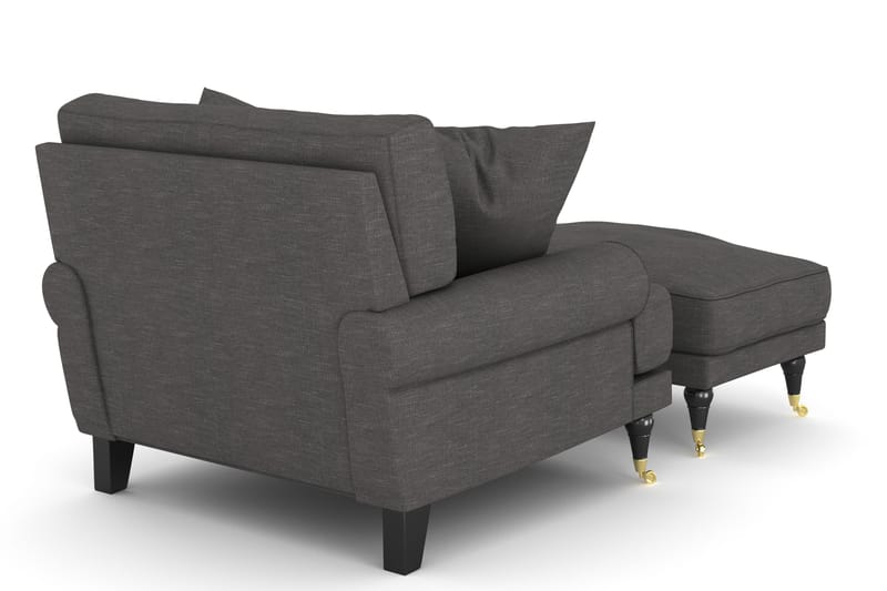 Andrew Lenestol med Fotskammel - Mørkegrå/Messing - Møbler - Stoler & lenestoler - Lenestoler - Howard lenestol