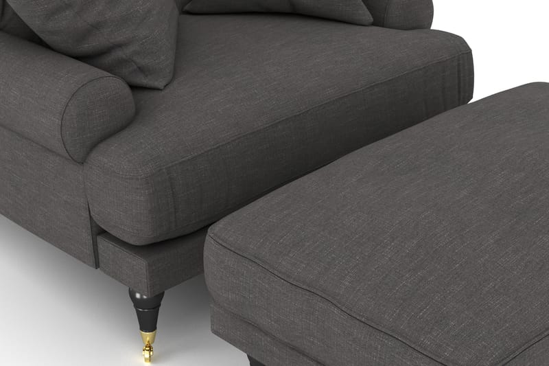 Andrew Lenestol med Fotskammel - Mørkegrå/Messing - Møbler - Stoler & lenestoler - Lenestoler - Howard lenestol