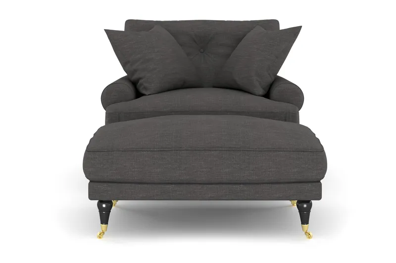 Andrew Lenestol med Fotskammel - Mørkegrå/Messing - Møbler - Stoler & lenestoler - Lenestoler - Howard lenestol