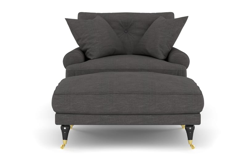 Andrew Lenestol med Fotskammel - Mørkegrå/Messing - Møbler - Stoler & lenestoler - Lenestoler - Howard lenestol