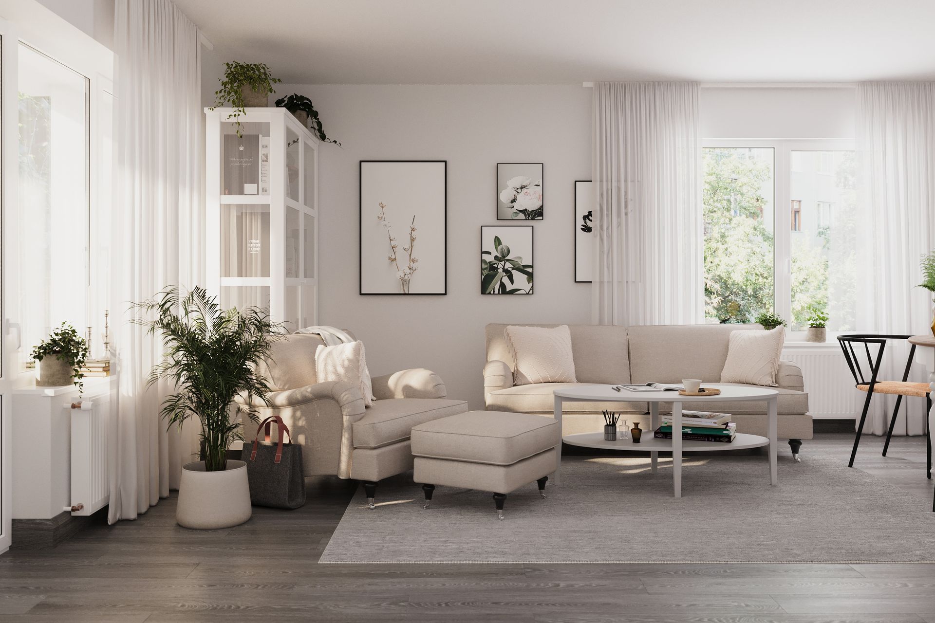 Howard Classic Lenestol med Fotskammel - Beige - Møbler - Stoler & lenestoler - Lenestoler - Howard lenestol