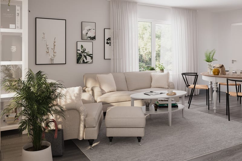 Howard Classic Lenestol med Fotskammel - Beige - Møbler - Stoler & lenestoler - Lenestoler - Howard lenestol