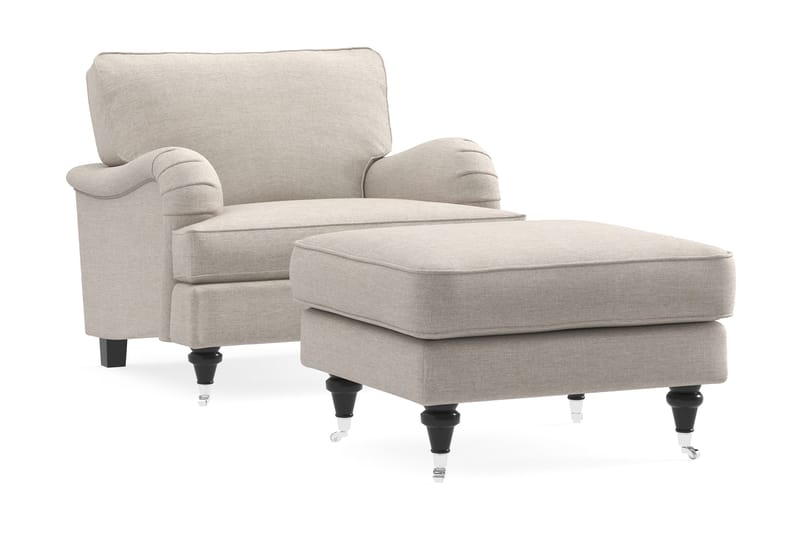 Howard Classic Lenestol med Fotskammel - Beige - Møbler - Stoler & lenestoler - Lenestoler - Howard lenestol