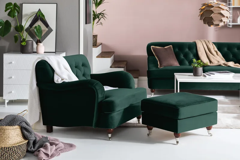 Howard Riviera Lenestol Fløyel - Mørkegrønn - Møbler - Stoler & lenestoler - Lenestoler - Howard lenestol