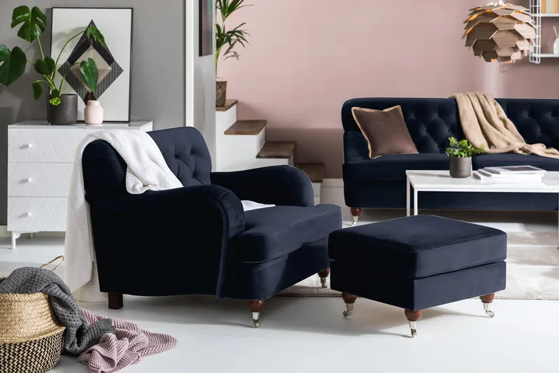 Howard Riviera Lenestol Fløyel - Midnattsblå - Møbler - Stoler & lenestoler - Lenestoler - Howard lenestol
