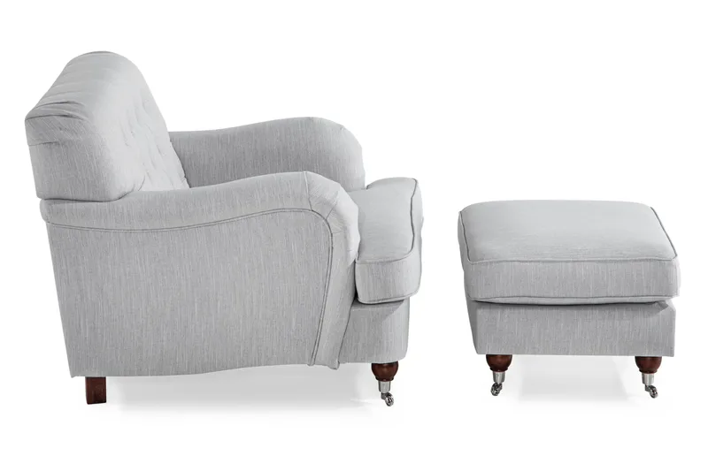 Howard Riviera Lenestol med Fotskammel - Lingrå - Møbler - Stoler & lenestoler - Lenestoler - Howard lenestol