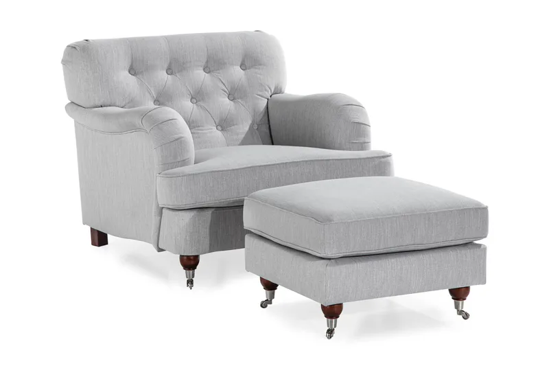 Howard Riviera Lenestol med Fotskammel - Lingrå - Møbler - Stoler & lenestoler - Lenestoler - Howard lenestol