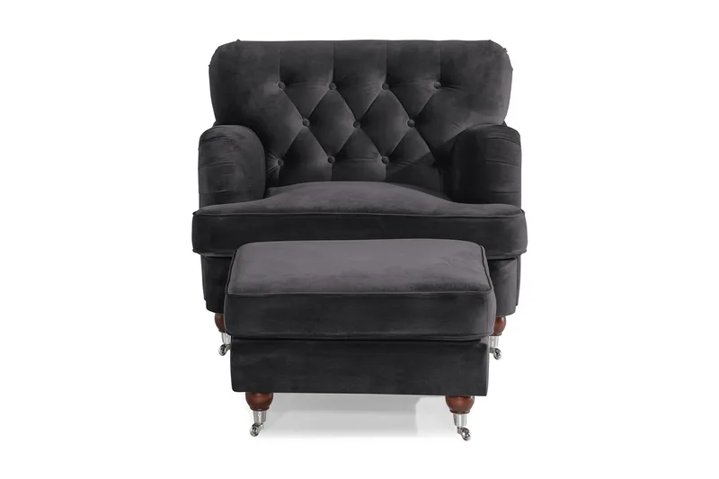 Howard Riviera Lenestol med Fotskammel - Mørkegrå - Møbler - Stoler & lenestoler - Lenestoler - Howard lenestol