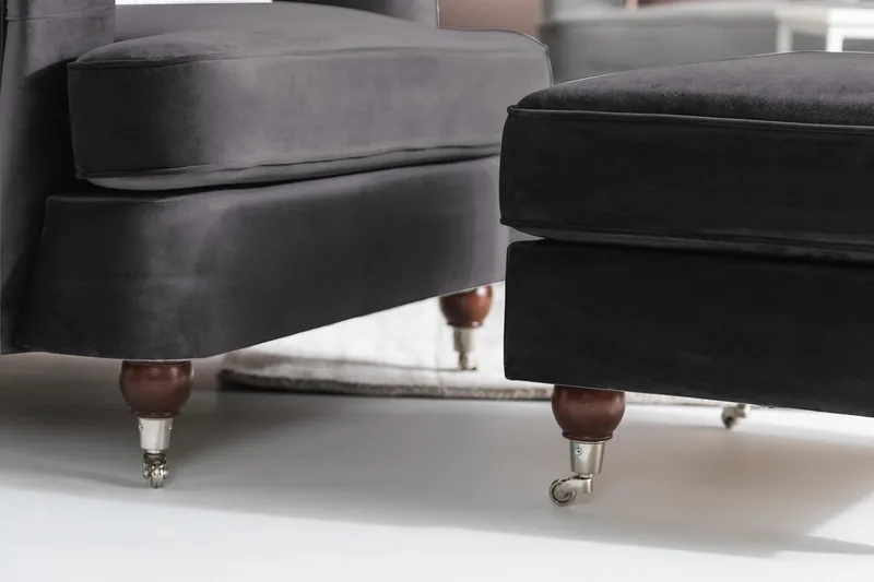 Howard Riviera Lenestol med Fotskammel - Mørkegrå - Møbler - Stoler & lenestoler - Lenestoler - Howard lenestol