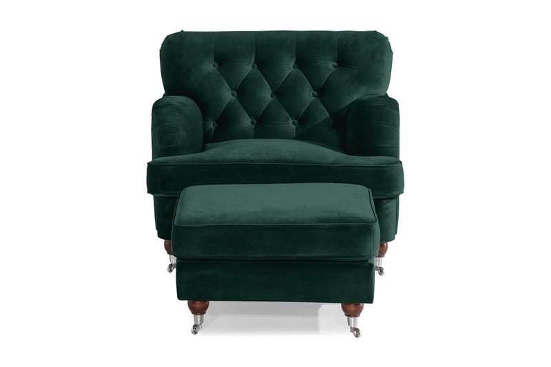 Howard Riviera Lenestol med Fotskammel - Mørkegrønn - Møbler - Stoler & lenestoler - Lenestoler - Howard lenestol