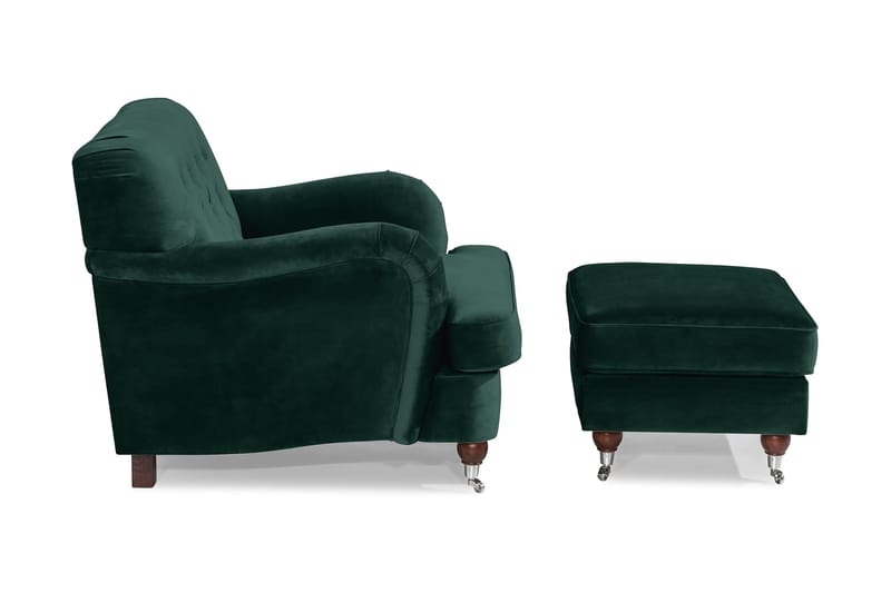 Howard Riviera Lenestol med Fotskammel - Mørkegrønn - Møbler - Stoler & lenestoler - Lenestoler - Howard lenestol