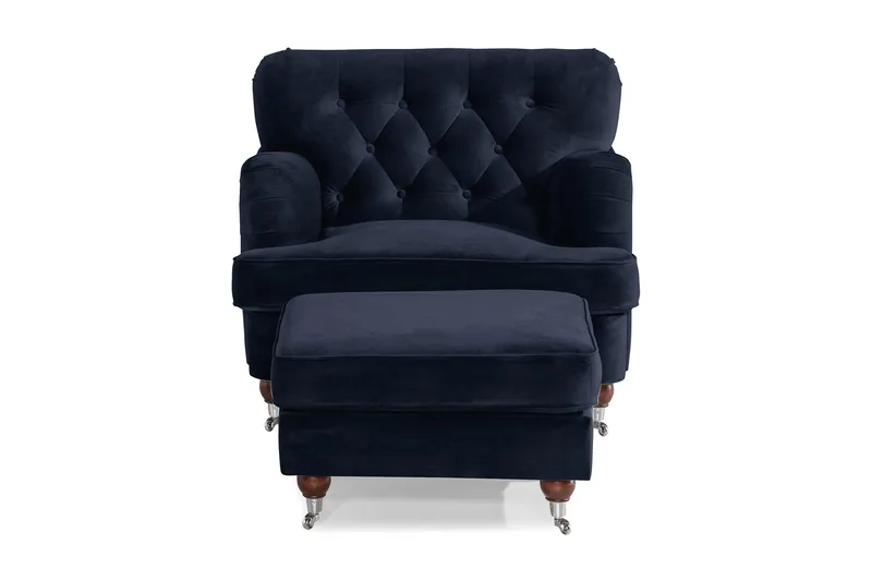Howard Riviera Lenestol med Fotskammel - Midnattsblå - Møbler - Stoler & lenestoler - Lenestoler - Howard lenestol