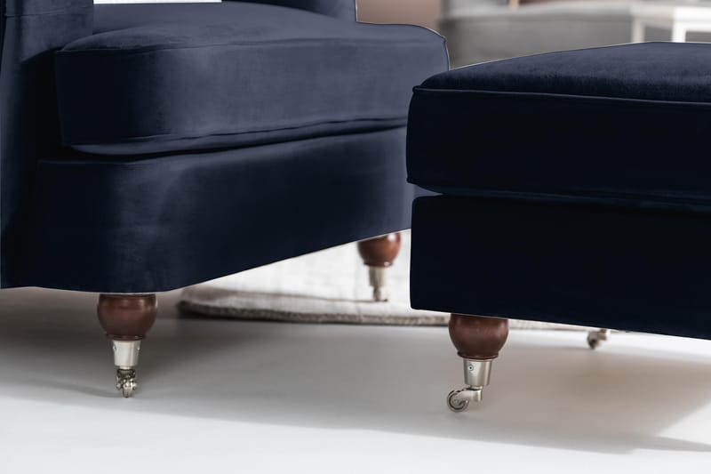 Howard Riviera Lenestol med Fotskammel - Midnattsblå - Møbler - Stoler & lenestoler - Lenestoler - Howard lenestol