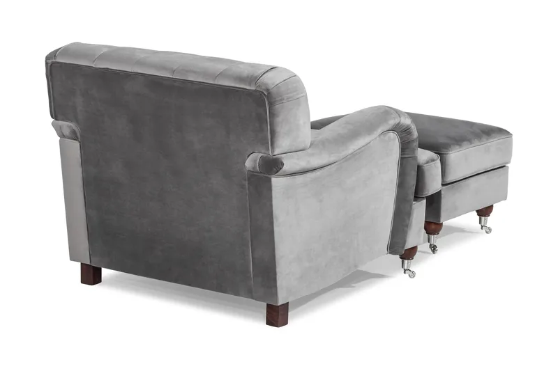 Howard Riviera Lenestol med Fotskammel - Sølvgrå - Møbler - Stoler & lenestoler - Lenestoler - Howard lenestol