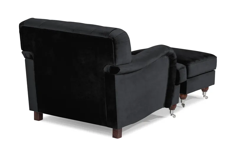 Howard Riviera Lenestol med Fotskammel - Svart - Møbler - Stoler & lenestoler - Lenestoler - Howard lenestol