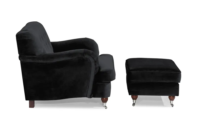 Howard Riviera Lenestol med Fotskammel - Svart - Møbler - Stoler & lenestoler - Lenestoler - Howard lenestol