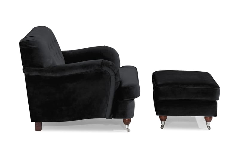 Howard Riviera Lenestol med Fotskammel - Svart - Møbler - Stoler & lenestoler - Lenestoler - Howard lenestol