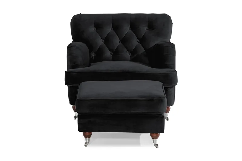 Howard Riviera Lenestol med Fotskammel - Svart - Møbler - Stoler & lenestoler - Lenestoler - Howard lenestol