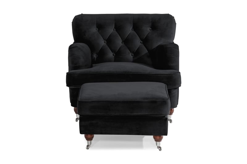 Howard Riviera Lenestol med Fotskammel - Svart - Møbler - Stoler & lenestoler - Lenestoler - Howard lenestol