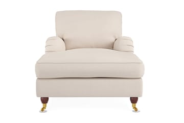 Howard Lyx Klassisk Lenestol med Sjeselong og Hjul i Stoff - Beige - Møbler - Stoler & lenestoler - Lenestoler