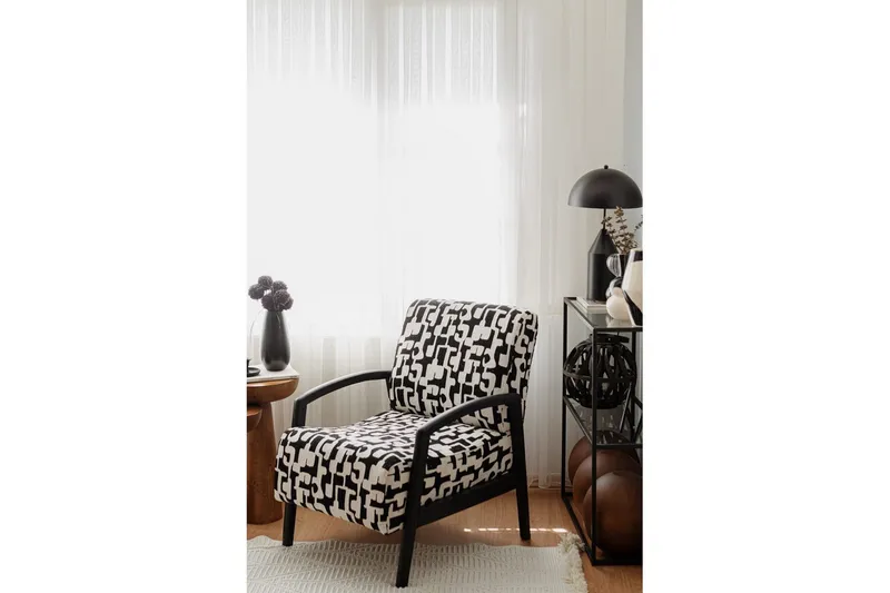 Illen Öronlappsfåtölj - Sort/Hvit - Møbler - Stoler & lenestoler - Lenestoler - Ørelappstol